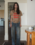 レタープリントTシャツ E1422