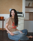 レタープリントTシャツ E1422
