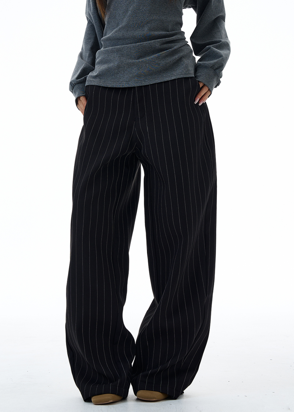 ストライプバルーンパンツ E1430 エムニエム EMUNIEM カジュアルコーデ