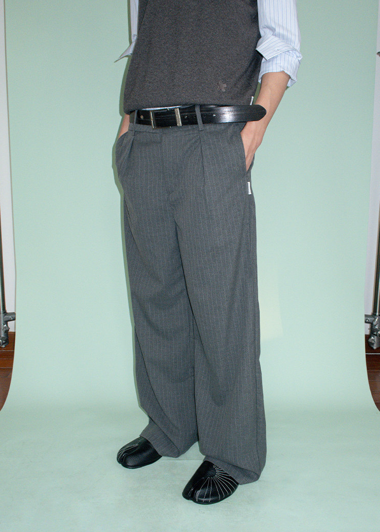 ピンストライプスラックスパンツ E1451