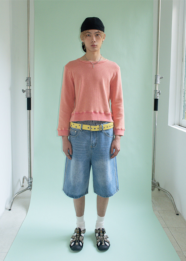 ワッフルスウェットTシャツ E1453