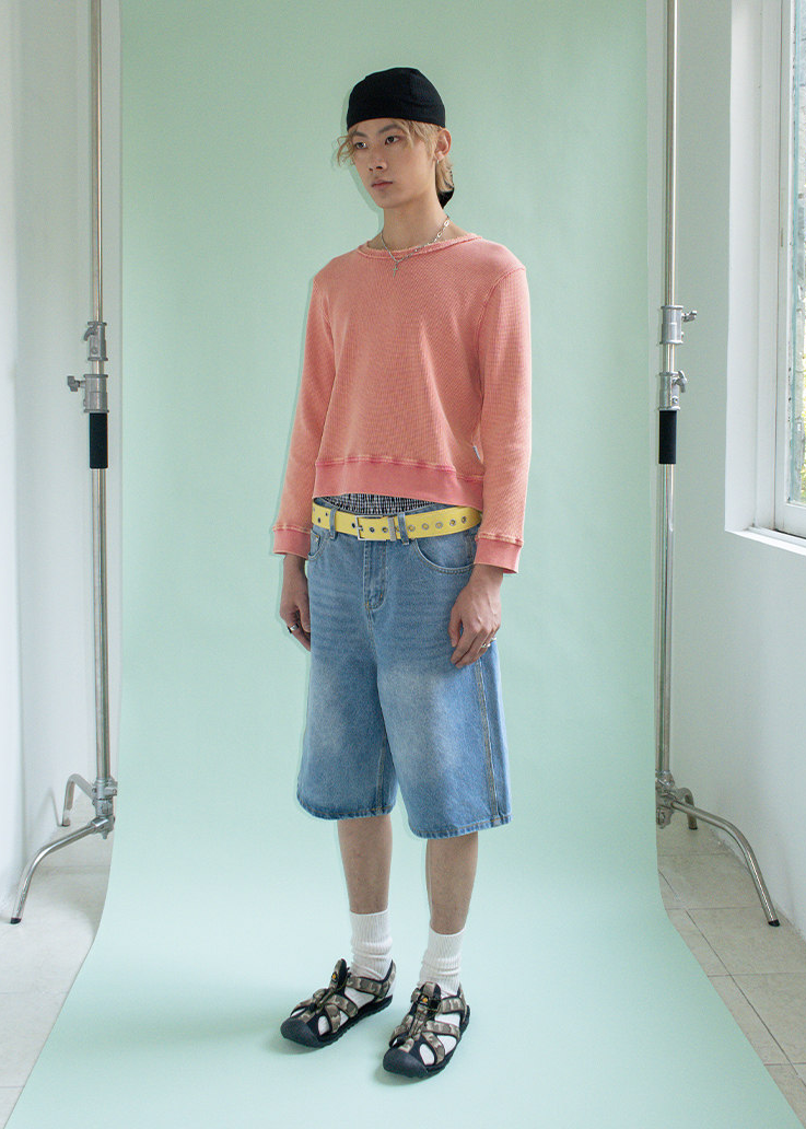 ワッフルスウェットTシャツ E1453