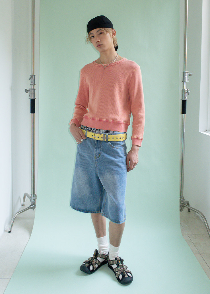 ワッフルスウェットTシャツ E1453