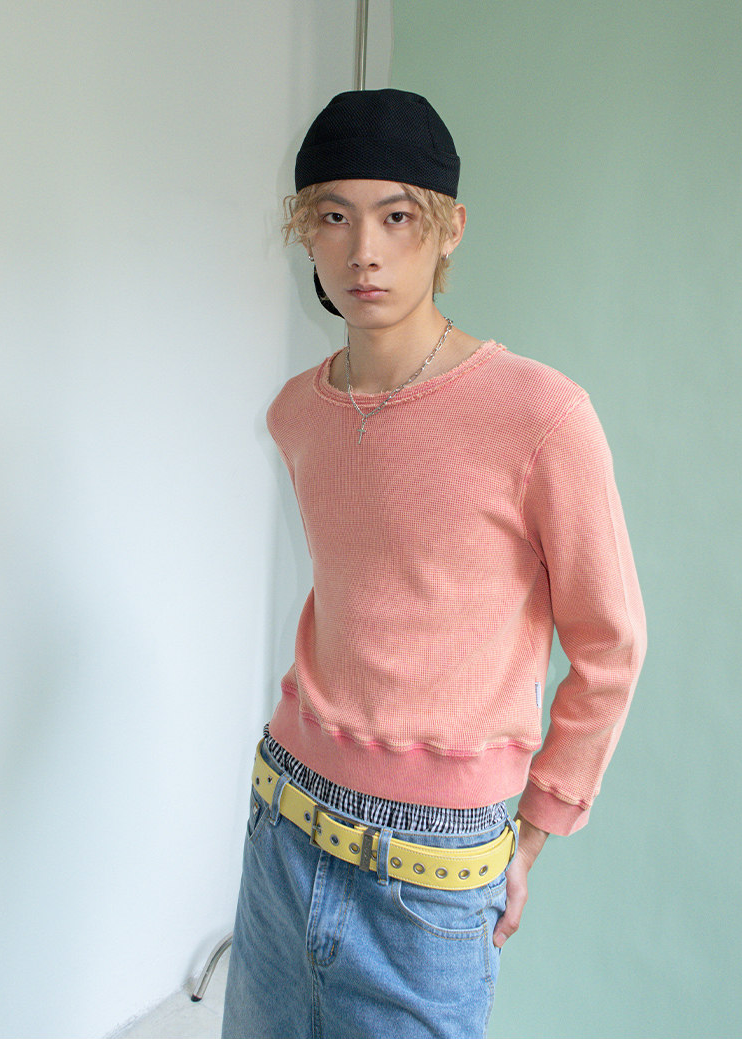 ワッフルスウェットTシャツ E1453