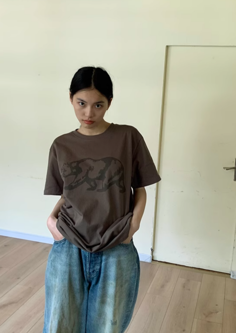 OUTME ブラウンベアTシャツ E0461