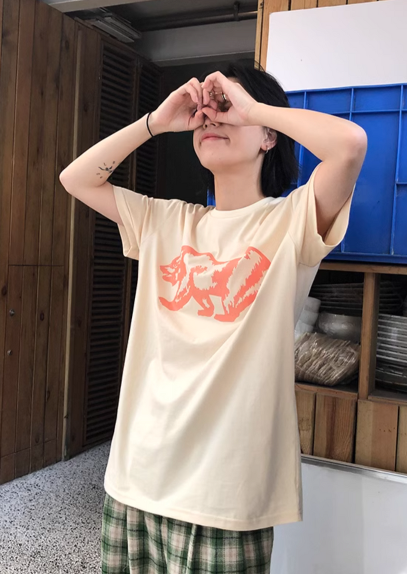 OUTME ビッグベアピンクＴシャツ E1167