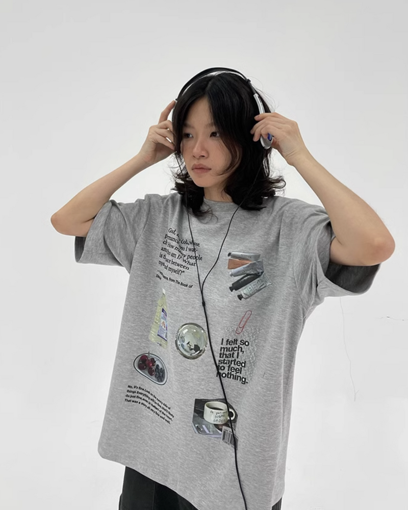 SLEEP ステッカープリントTシャツ E1174