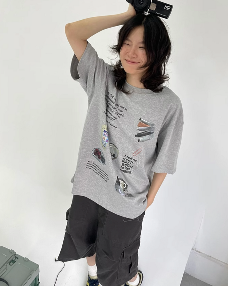 SLEEP ステッカープリントTシャツ E1174