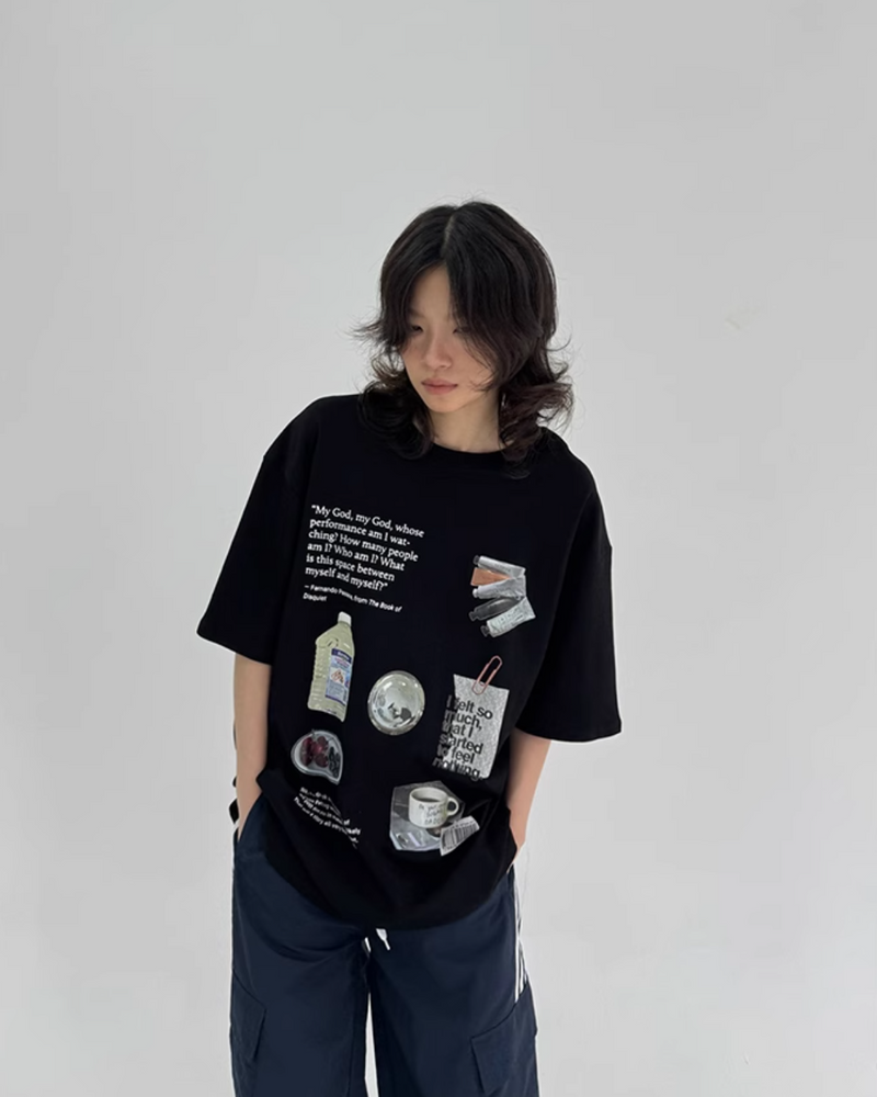 SLEEP ステッカープリントTシャツ E1174