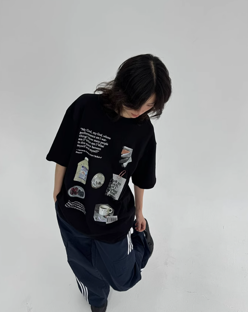 SLEEP ステッカープリントTシャツ E1174