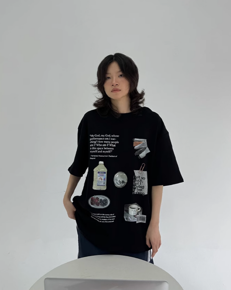 SLEEP ステッカープリントTシャツ E1174