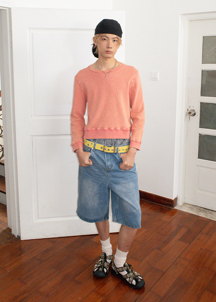 ワッフルスウェットTシャツ E1453