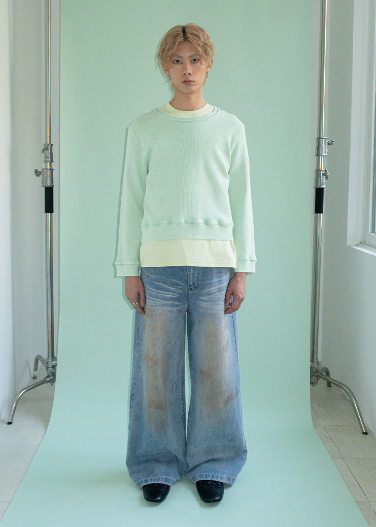 ワッフルスウェットTシャツ E1453