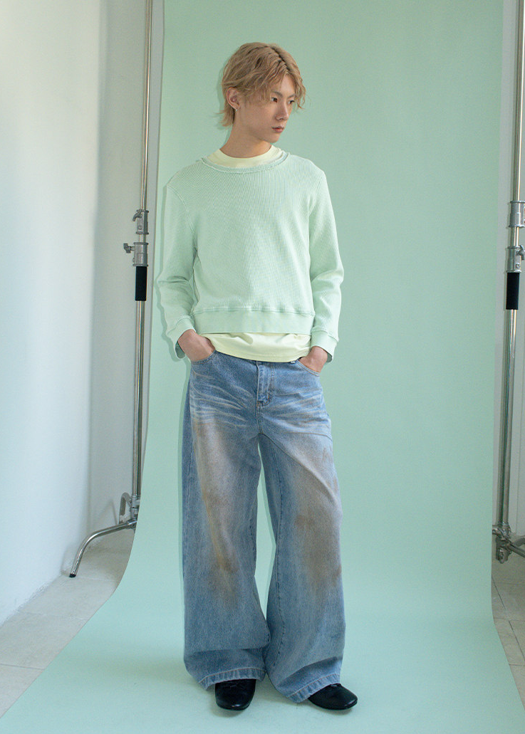 ワッフルスウェットTシャツ E1453