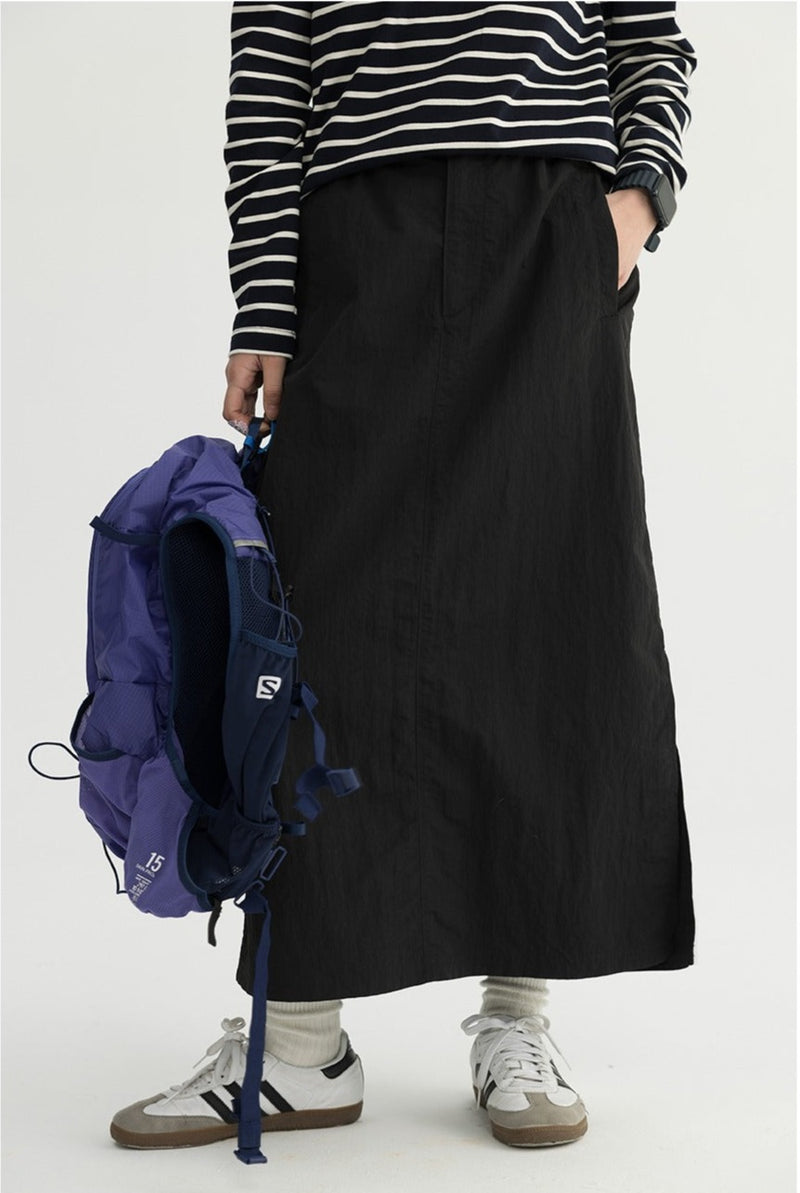 STILL ブラックAラインスカート E0366