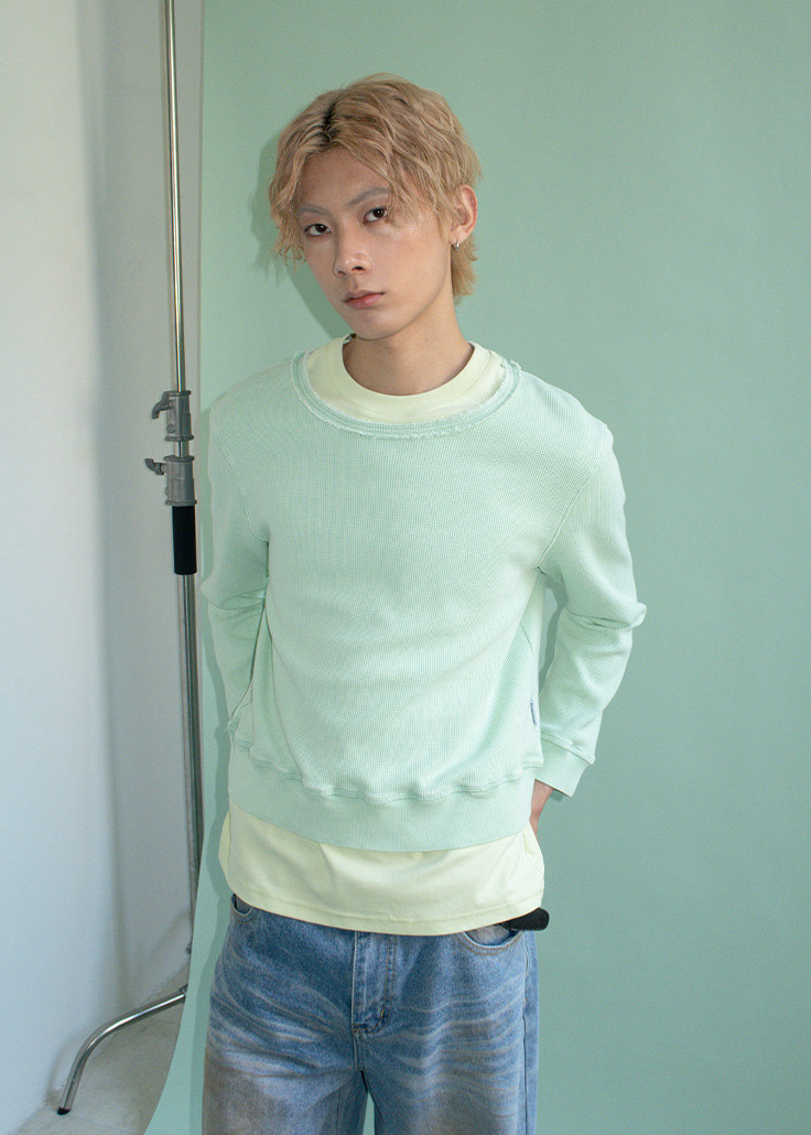 ワッフルスウェットTシャツ E1453