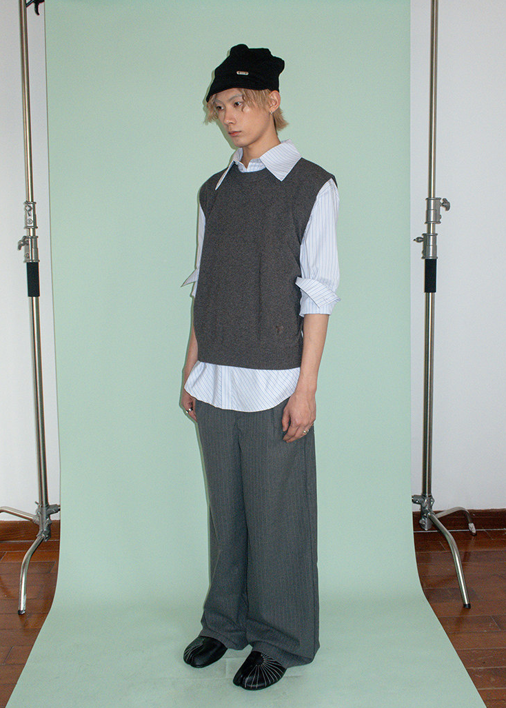 ピンストライプスラックスパンツ E1451