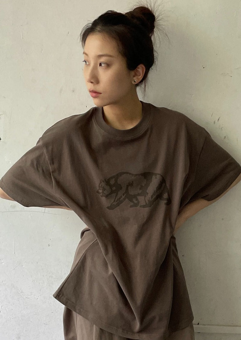 OUTME ブラウンベアTシャツ E0461