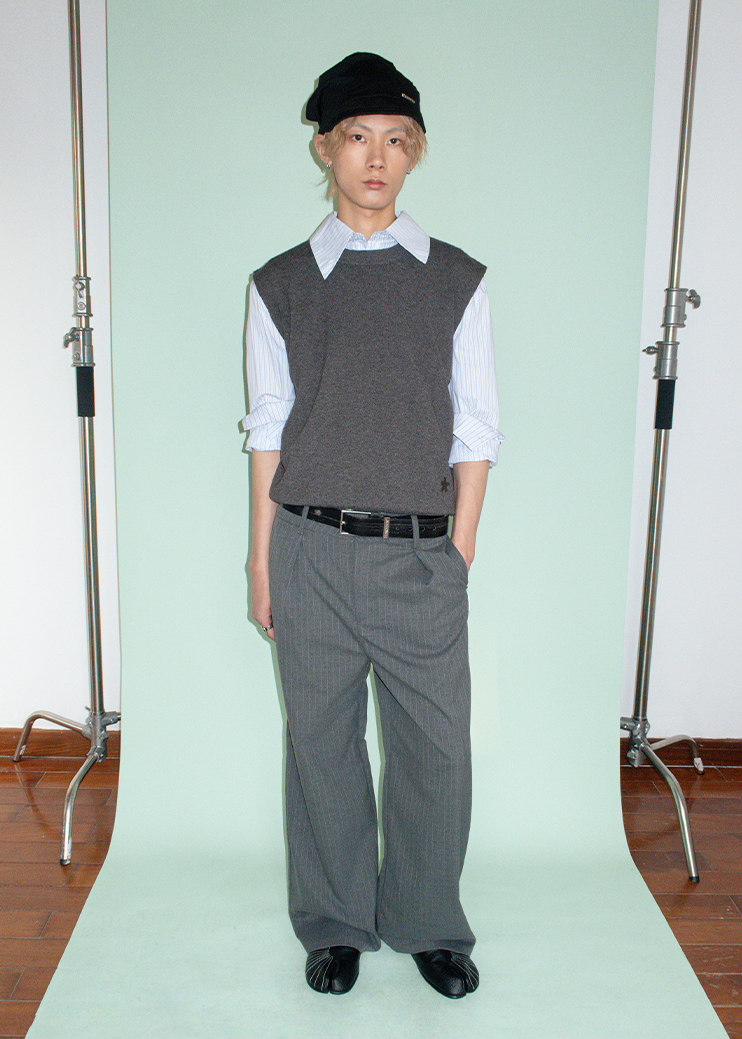 ピンストライプスラックスパンツ E1451