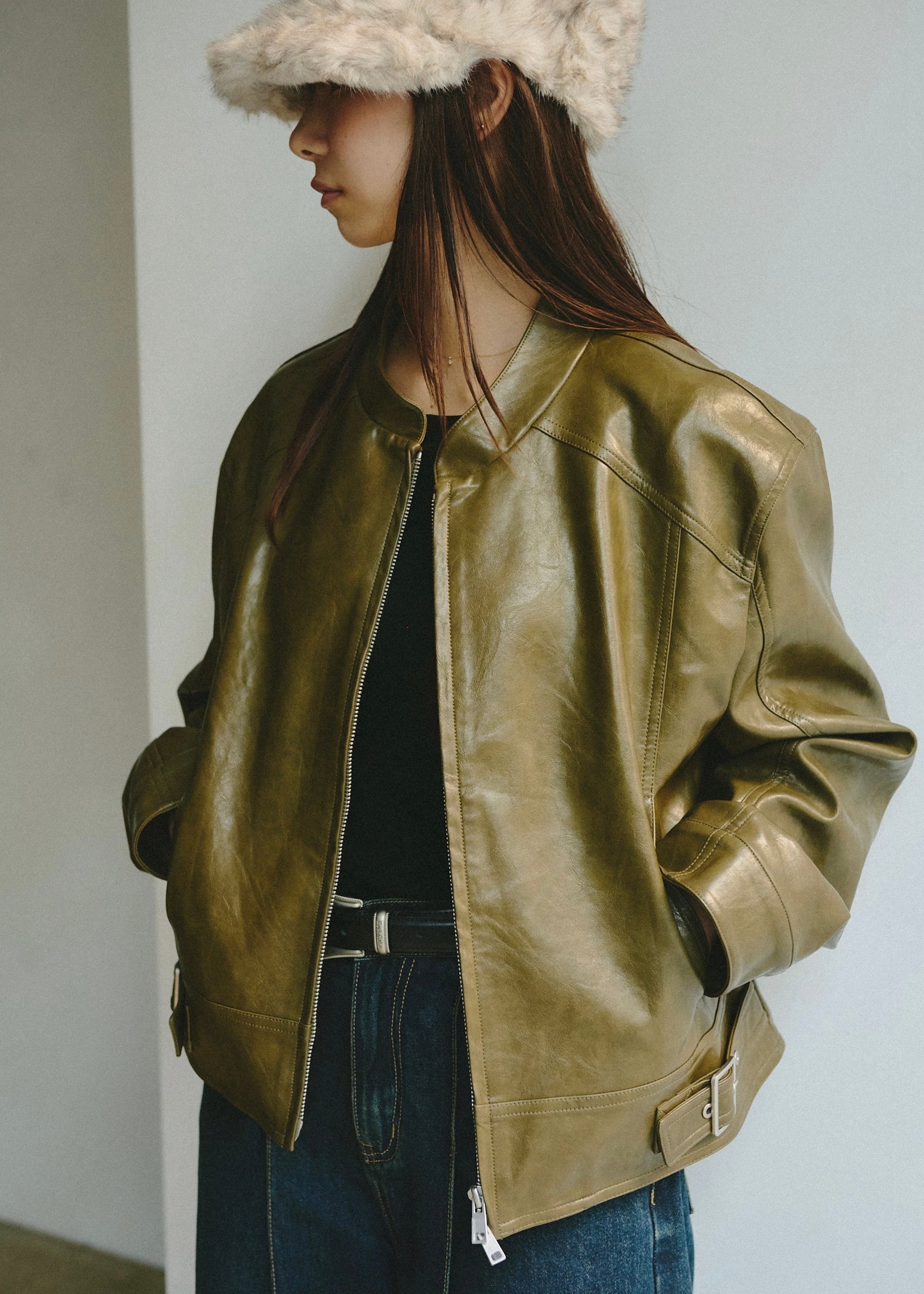 フェイクレザージャケット E1434