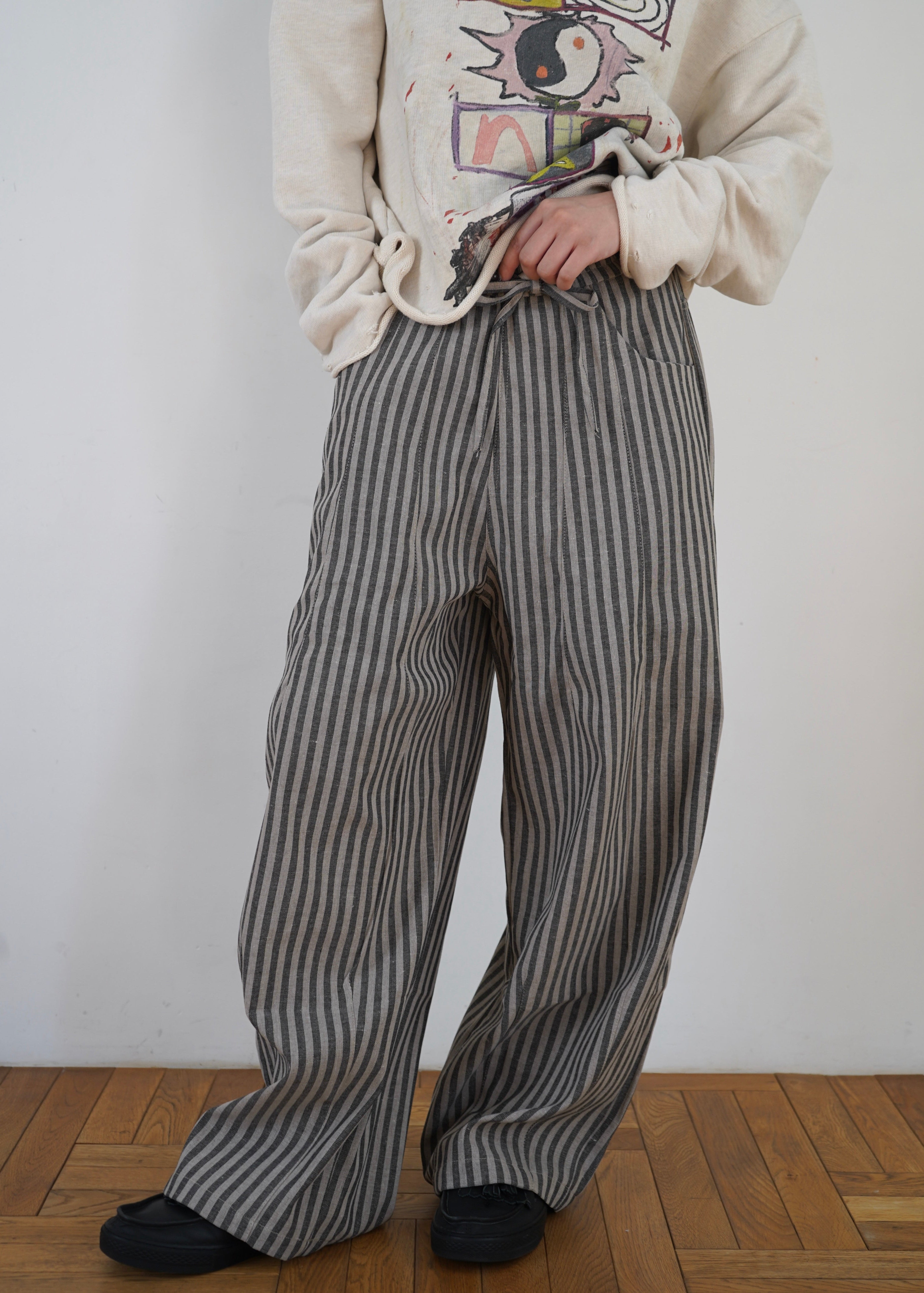 WARP＆WOOF 　ワークパンツ　ストライプ ワイドパンツ レディース ストライプ柄[品番：JOKW0015946